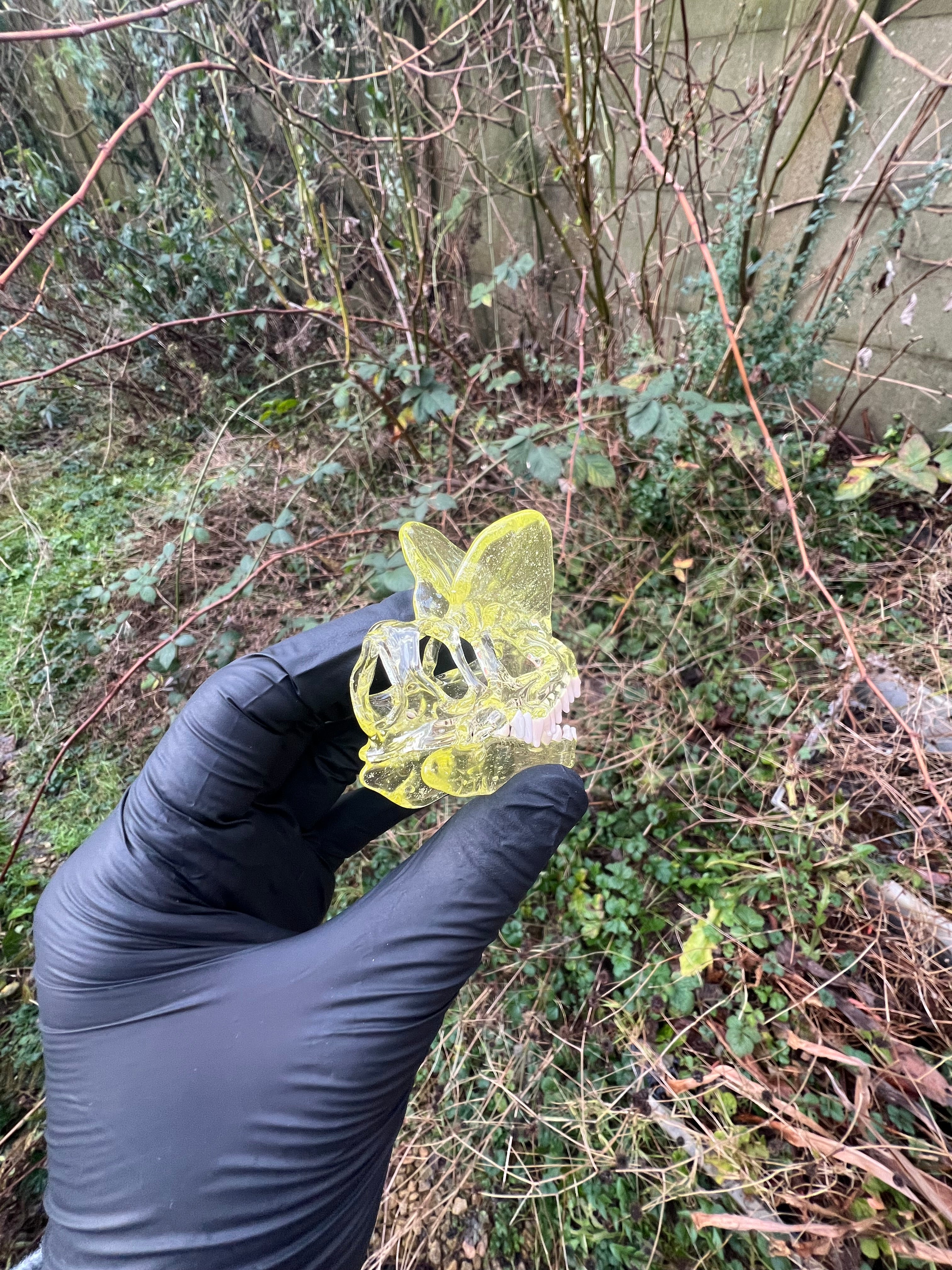 Dilophosaurus UV skull pendy