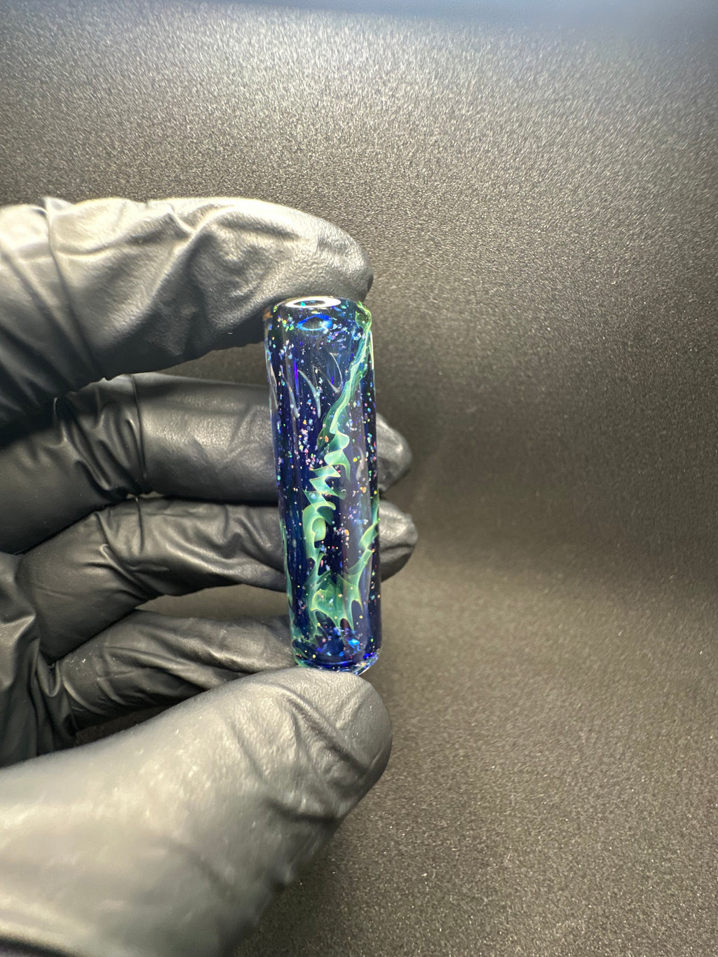 Silver fume uv over blue opals collab with @buddahflow_glass in Japan