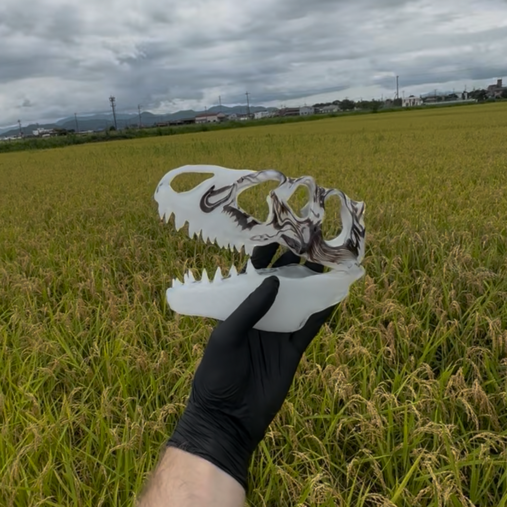 T rex skull White collab with @buddhaflow_glass