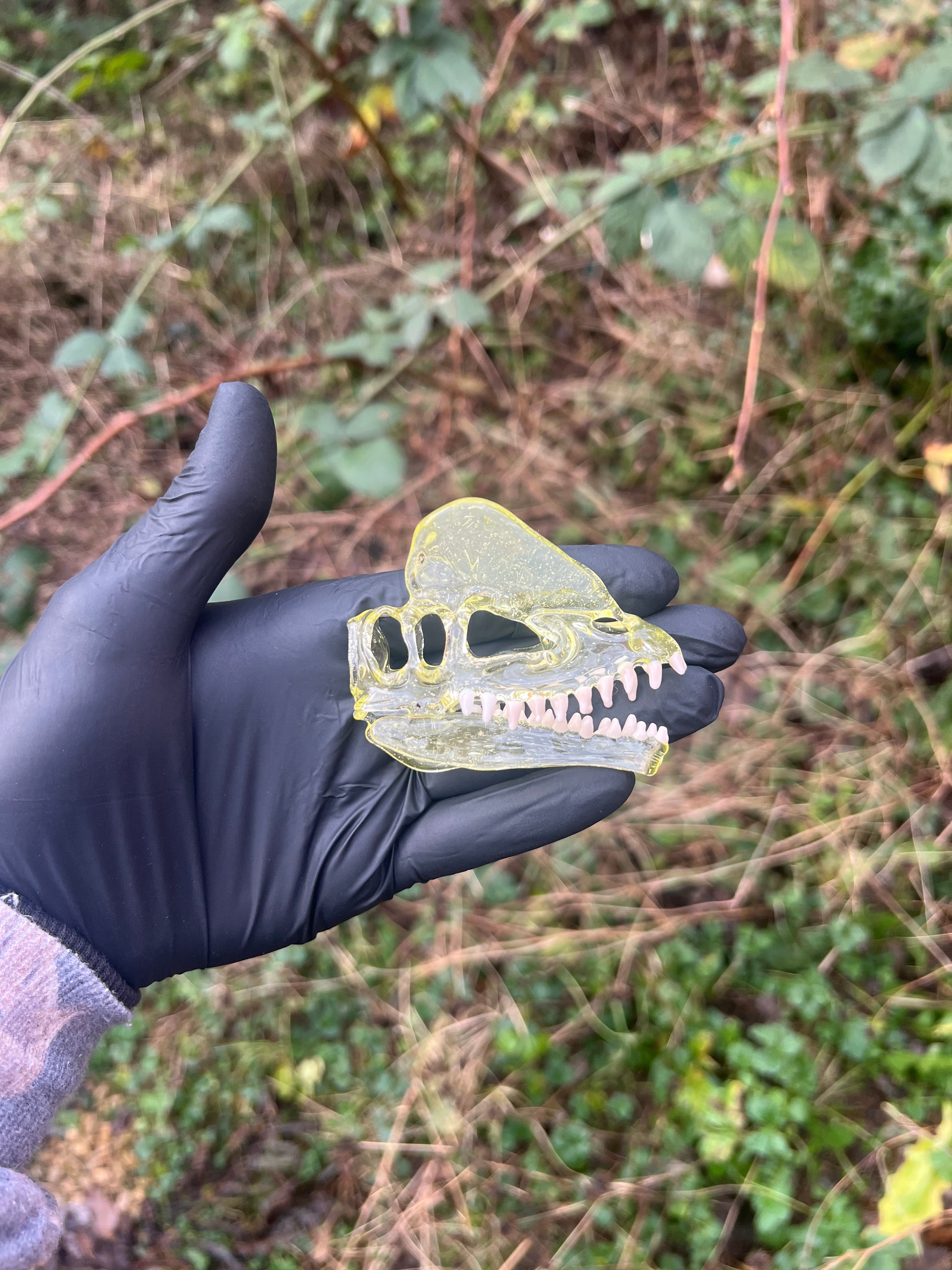 Dilophosaurus UV skull pendy